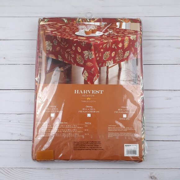 Fabric Tablecloth Fall Leaves Brick Green Yellow 60x102 - Picture 3 of 3